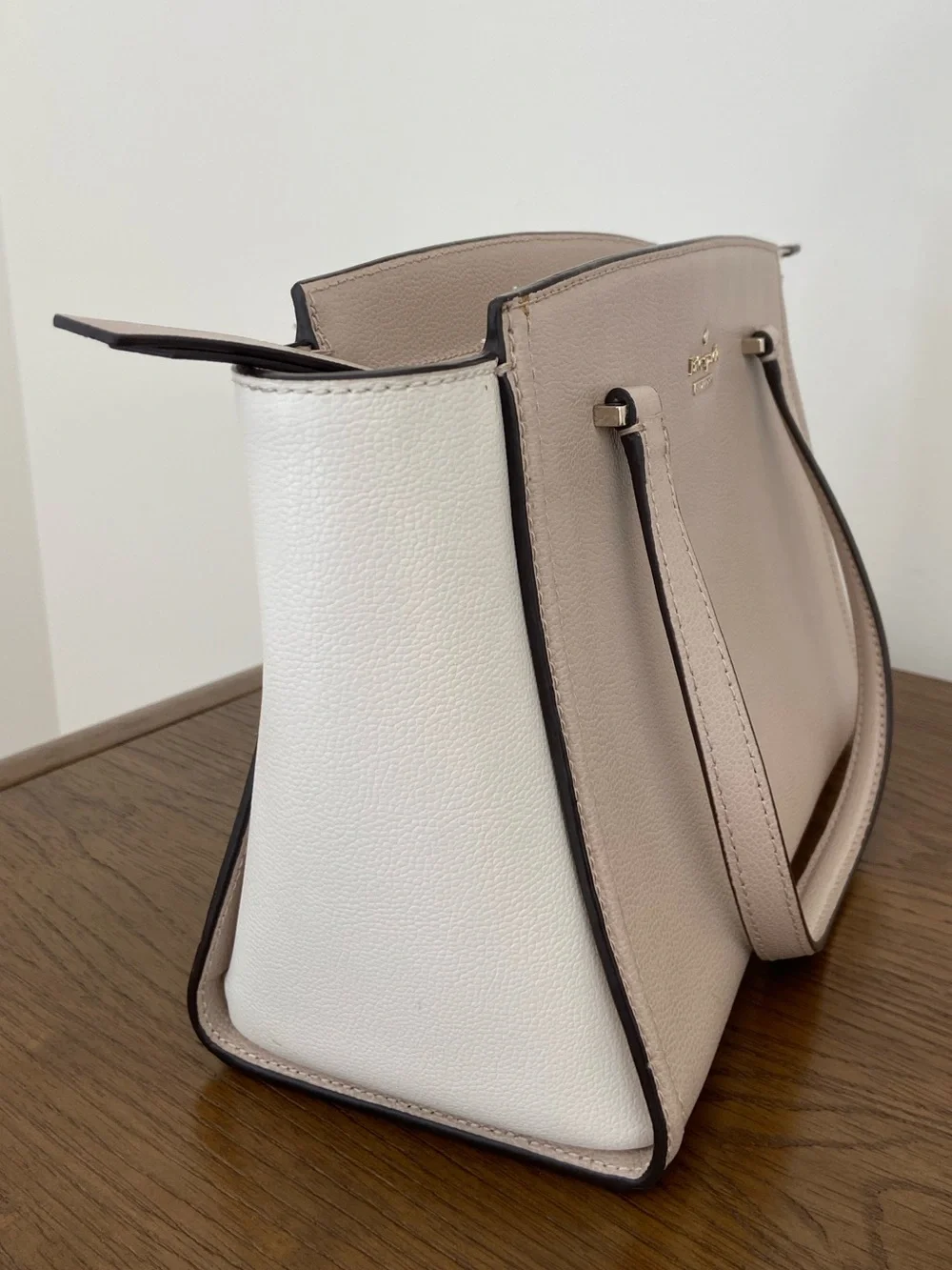 kate spade Two-Tone Sand and White Leather Shoulder Bag